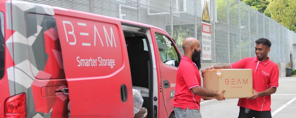 Loading boxes into BEAM Space van