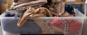 Seasonal clothing in a storage box