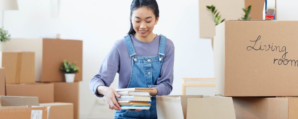 Sorting out boxes in a room